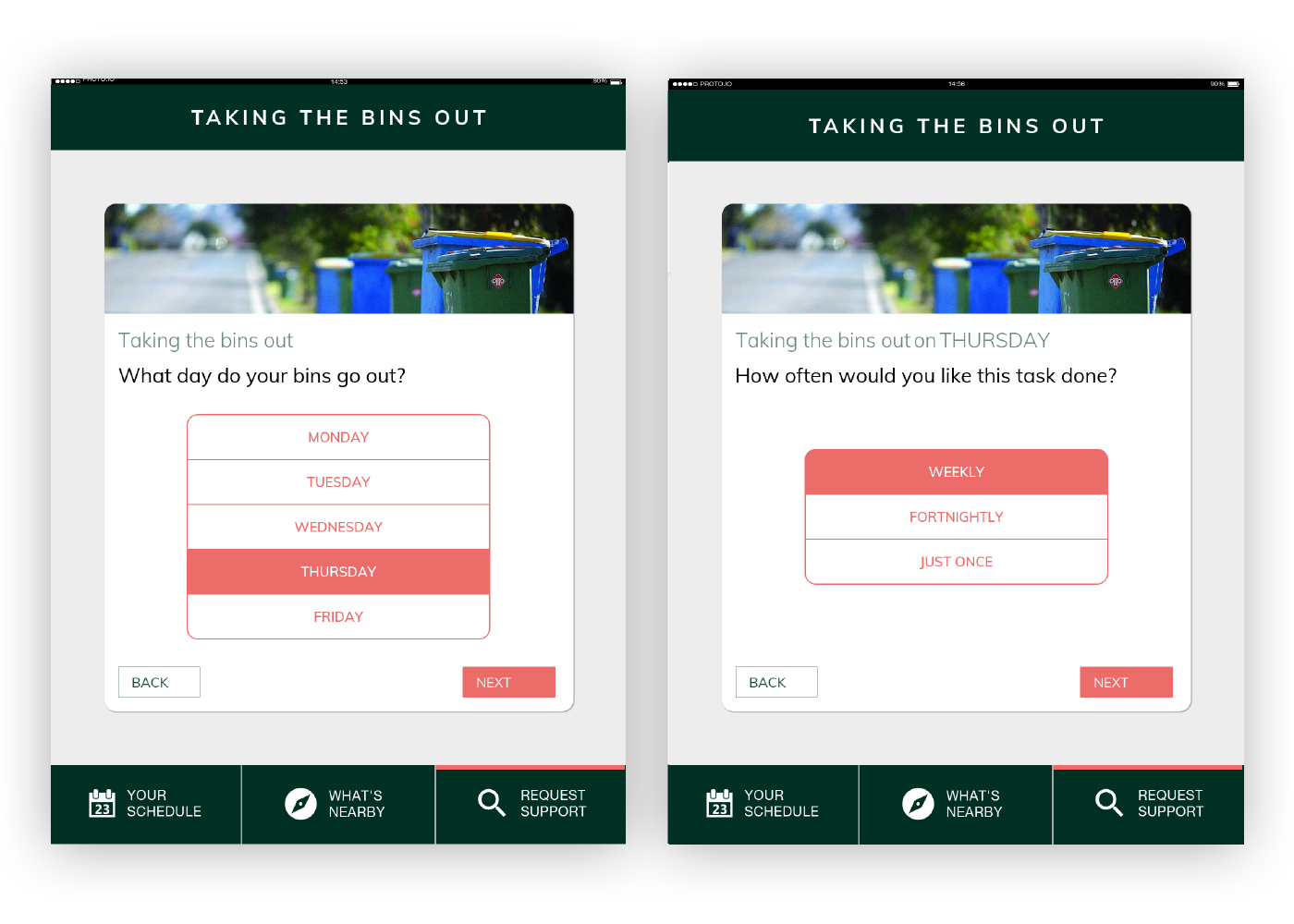 Image of task planning flow showing how users can enter their needs as a per task basis.