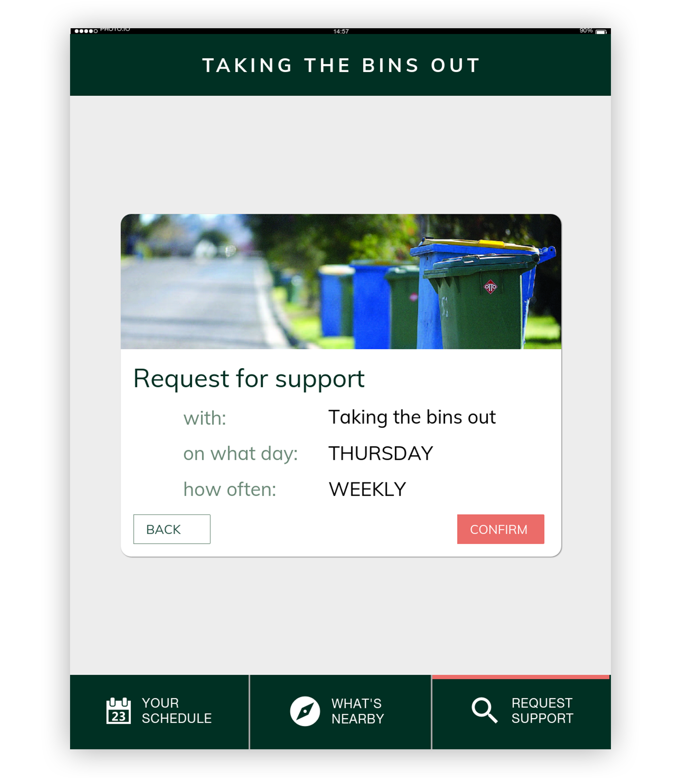Confirmation screen showing all the information the user has entered so they can double check that it's correct.